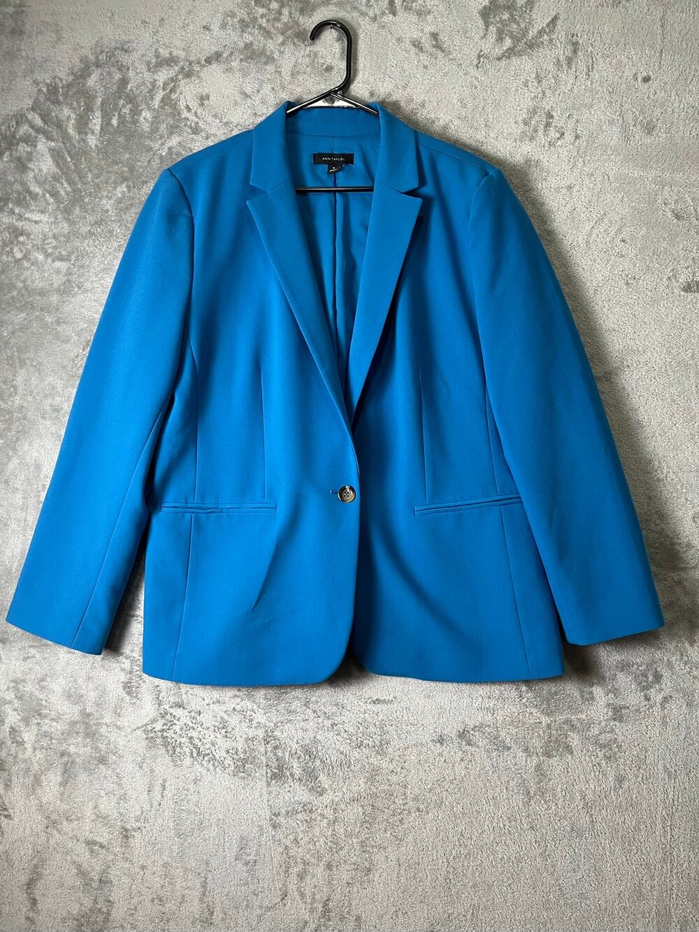 Ann Taylor The Hutton Blazer Twill Santorini 18 Blue One Button Blazer Career